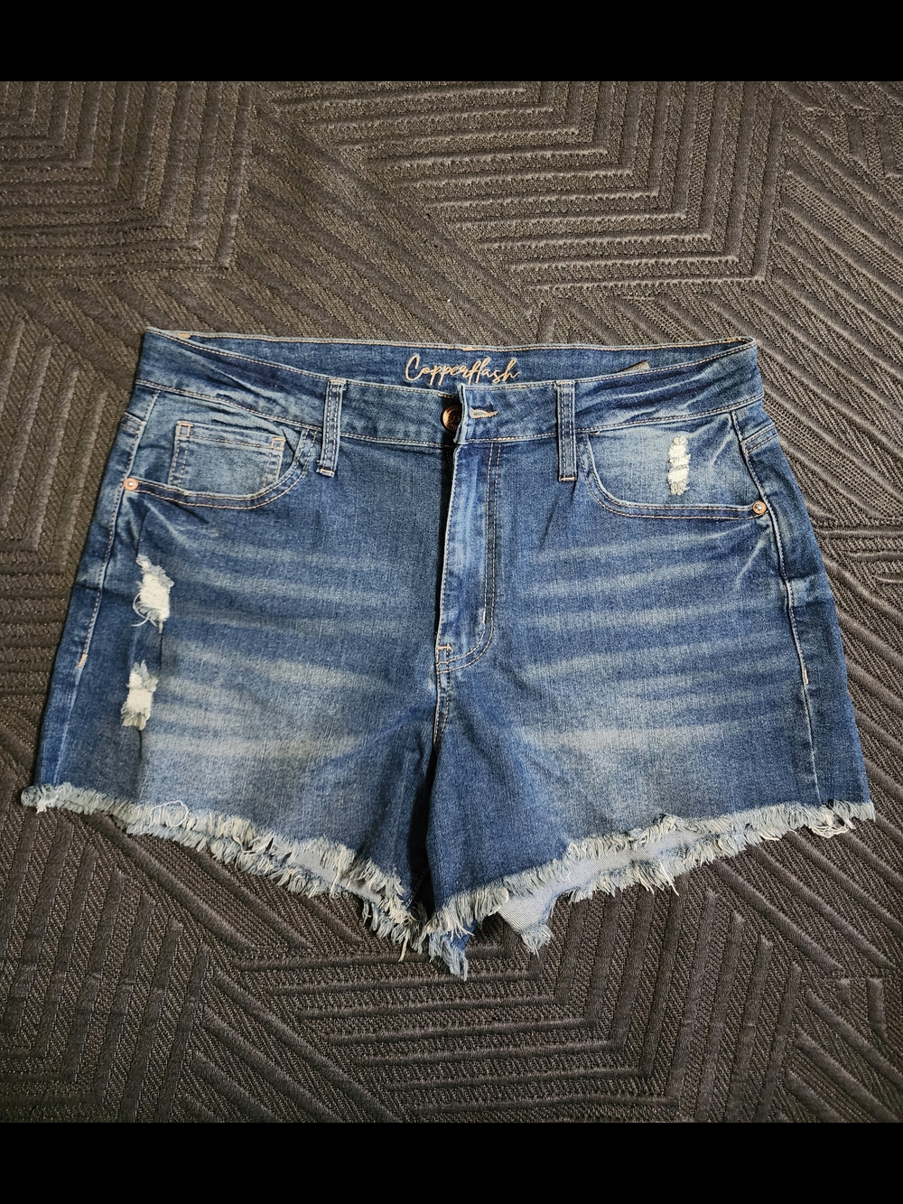 Cupofash Women's Medium Blue Distressed Denim Shorts